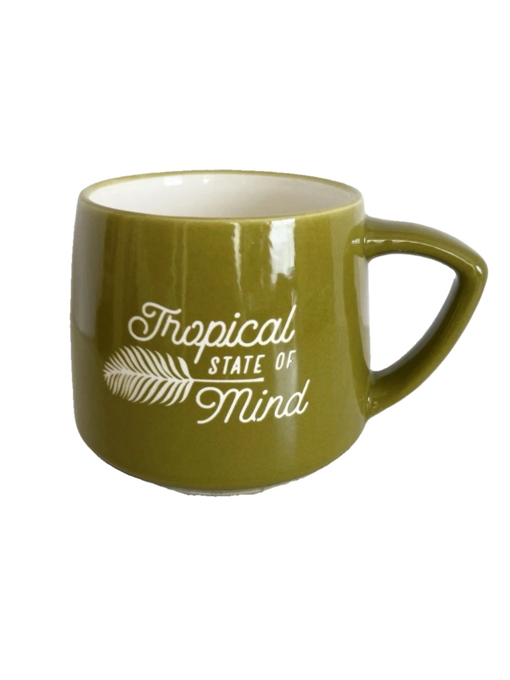 Place & Time “ Tropical State Of Mind” Palm Leaf Green 16oz Ceramic Coffee Mug
